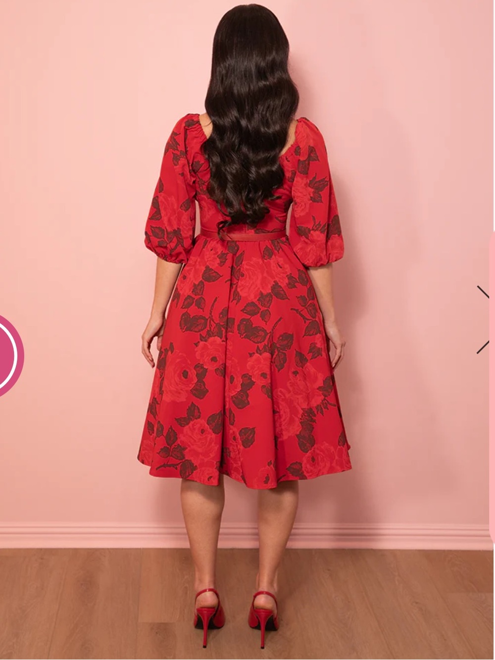 Vixen by Micheline Pitt Vintage Red Rose Print Vacation Dress - Picture 6 of 7